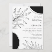 Modernes Schwarz-Weiß-Zeitgenössisches botanisches Einladung (Vorderseite)