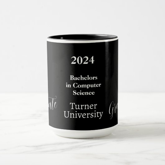 Modernes Schwarz-Weiß-Zweier-Foto-Abitur Tasse (Zentrum)