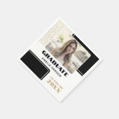 Modernes Schwarz-weißer Glitzer Graduate Foto Serviette (Ecke)
