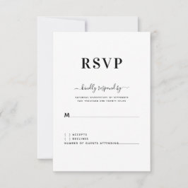 Modernes Schwarz-weißer Hochzeitstipendium RSVP Karte