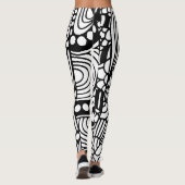 Modernes Schwarz-weißes abstrakt Leggings (Rückseite)