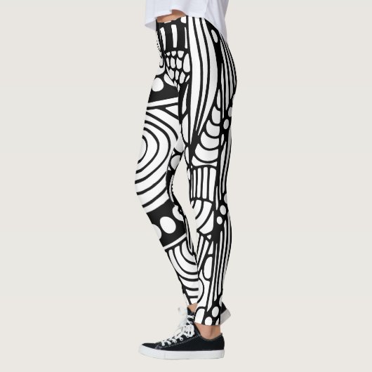 Modernes Schwarz-weißes abstrakt Leggings (Links)