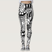 Modernes Schwarz-weißes abstrakt Leggings (Vorderseite)