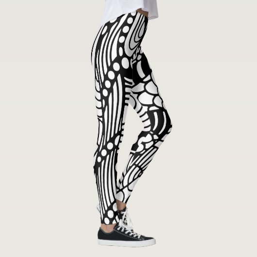 Modernes Schwarz-weißes abstrakt Leggings (Rechts)