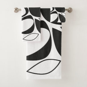 Modernes Schwarz-weißes Abstraktes Design Badhandtuch Set