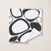 Modernes Schwarz-weißes Abstraktes Design Badhandtuch Set (Waschlappen)