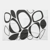 Modernes Schwarz-weißes Abstraktes Design Geschirrtuch (Horizontal)