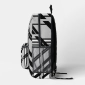 Modernes Schwarz-weißes Abstraktes Skyline-Muster Bedruckter Rucksack (Rechts)