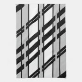 Modernes Schwarz-weißes Abstraktes Skyline-Muster Geschirrtuch (Vertikal)