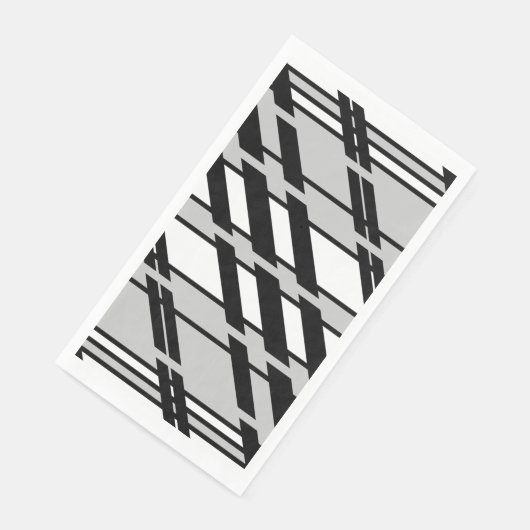 Modernes Schwarz-weißes Abstraktes Skyline-Muster Serviette (Ecke)