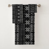 Modernes, Schwarz-weißes afrikanisches Muster Badhandtuch Set (Insitu)