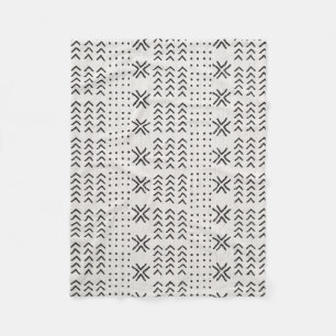 Modernes, Schwarz-weißes afrikanisches Muster Fleecedecke