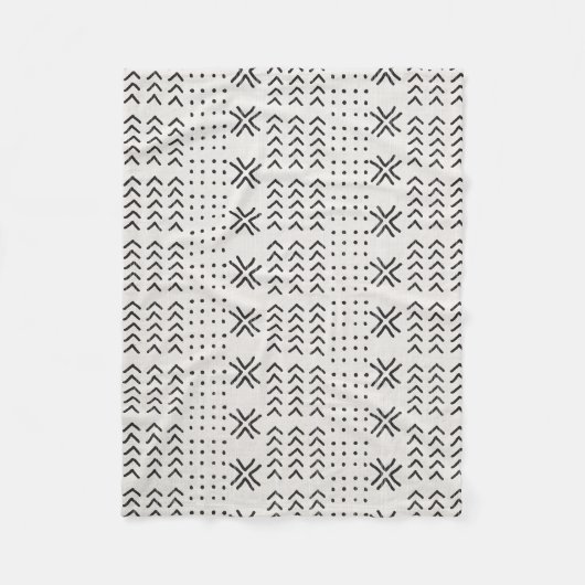 Modernes, Schwarz-weißes afrikanisches Muster Fleecedecke (Vorderseite)