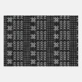 Modernes, Schwarz-weißes afrikanisches Muster Geschenkpapier Set (Vorderseite 2)