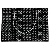 Modernes, Schwarz-weißes afrikanisches Muster Große Geschenktüte (Vorderseite)