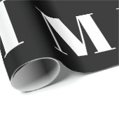Modernes Schwarz-weißes Anfangsbuchstabenmonogramm Geschenkpapier (Rolleneckpunkt)