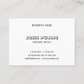 Modernes Schwarz-weißes B&W Elegantes Minimalistis Visitenkarte (Rückseite)