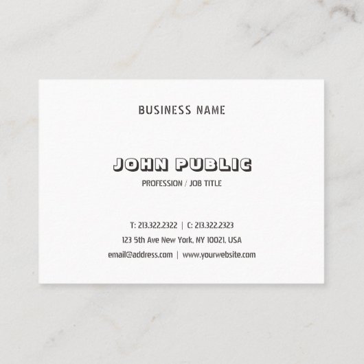 Modernes Schwarz-weißes B&W Elegantes Minimalistis Visitenkarte (Rückseite)