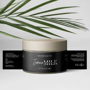 Modernes Schwarz-weißes Bath Body Jar Wrapper Labe Wasserflaschenetikett