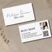 Modernes Schwarz-weißes, Berufliches Foto, QR-Code Visitenkarte