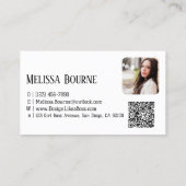 Modernes Schwarz-weißes, Berufliches Foto, QR-Code Visitenkarte (Rückseite)