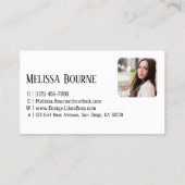 Modernes Schwarz-weißes, Berufliches Foto Visitenkarte (Rückseite)