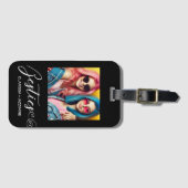 Modernes Schwarz-weißes Bestie Foto Personalisiert Gepäckanhänger (Vorderseite (Horizontal))