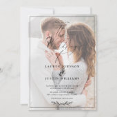 Modernes Schwarz-weißes Botanisches Script Vellum  Einladung (Vorderseite)