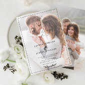 Modernes Schwarz-weißes Botanisches Script Vellum  Einladung