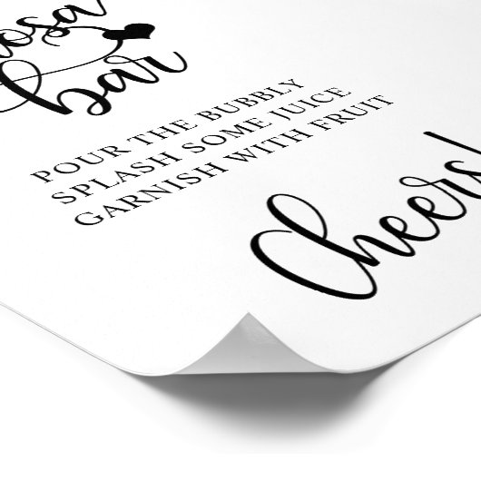 Modernes Schwarz-weißes Brautparty Party MIMOSA BA Poster (Ecke)