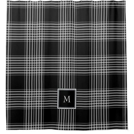 Modernes Schwarz-weißes Büffel-kariertes Mustermon Duschvorhang (Vorderseite)