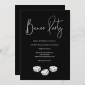 Modernes Schwarz-weißes Bunco-Party Einladung (Vorne/Hinten)