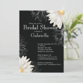 Modernes Schwarz-weißes Daisy-Brautparty für Flora Einladung (Stehend Vorderseite)