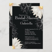 Modernes Schwarz-weißes Daisy-Brautparty für Flora Einladung (Vorne/Hinten)