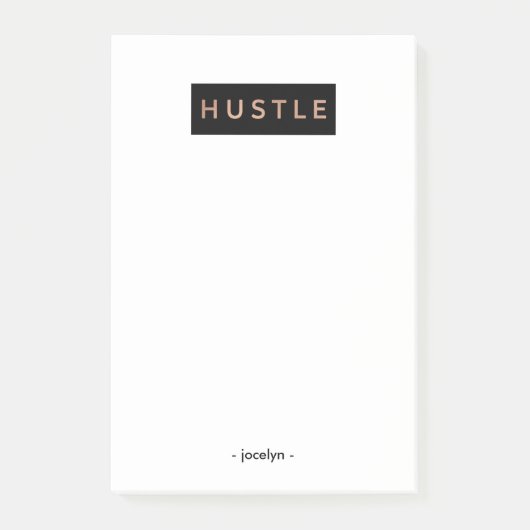 Modernes Schwarz-weißes des Gedränge-| und rosa Post-it Klebezettel (Vorderseite)