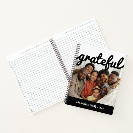 Modernes Schwarz-weißes Farbblock Dankbares Foto Notizblock (Innenseite)