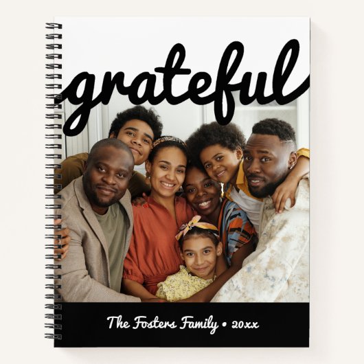 Modernes Schwarz-weißes Farbblock Dankbares Foto Notizblock (Vorderseite)