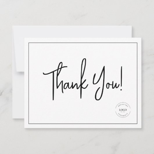 Modernes Schwarz-weißes Firmenlogo - Sozialer Dank Dankeskarte (Vorderseite)