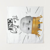 Modernes Schwarz-weißes First Birthday Foto Wandteppich (Vorderseite (Horizontal))