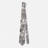 Modernes Schwarz-weißes Floral-Aquarellmuster Krawatte (Vorderseite)