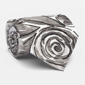 Modernes Schwarz-weißes Floral-Aquarellmuster Krawatte (Gerollt)