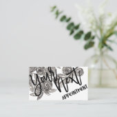 Modernes Schwarz-weißes Floral-Aquarellmuster Terminkarte (Stehend Vorderseite)