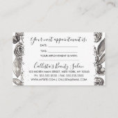 Modernes Schwarz-weißes Floral-Aquarellmuster Terminkarte (Rückseite)