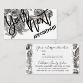 Modernes Schwarz-weißes Floral-Aquarellmuster Terminkarte (Vorne/Hinten)