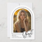 Modernes Schwarz-weißes Foto 2025 Grad Ankündigung (Vorderseite)