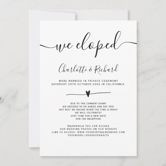 Modernes Schwarz-weißes Foto Ankündigung (Vorderseite)