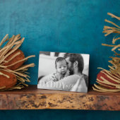 Modernes Schwarz-weißes Foto Daddy & Baby Name Fotoplatte (Seite)