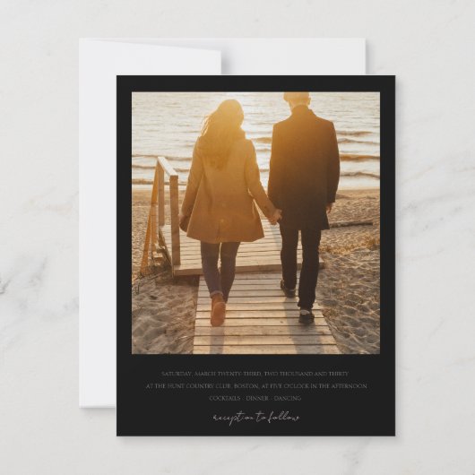 Modernes Schwarz-weißes Foto für Hochzeitsfeiern (Rückseite)