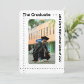 Modernes Schwarz-weißes Foto Grad Party Einladung (Stehend Vorderseite)