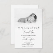 Modernes Schwarz-weißes Foto Handwriting Baby Birt Dankeskarte (Vorne/Hinten)